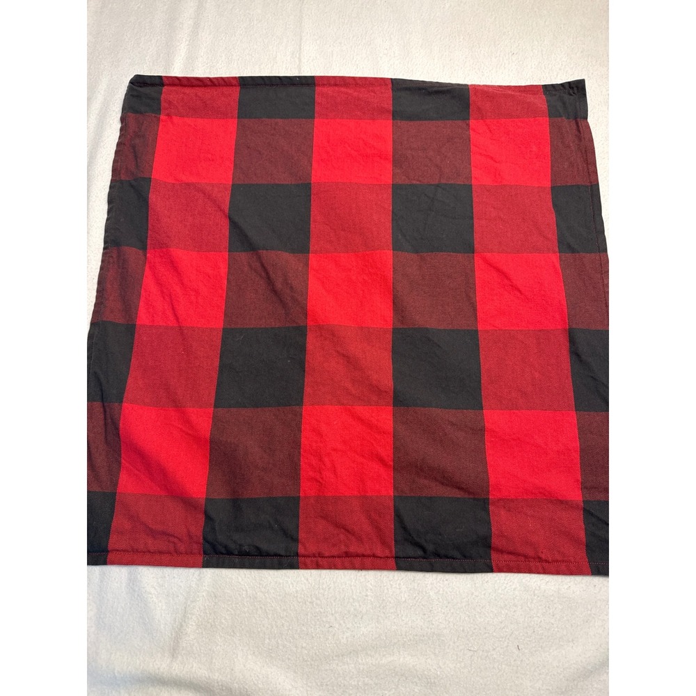 Pottery Barn Pillow Cover Unisex 24x24 Red Buffalo Check Plaid Cotton Twill